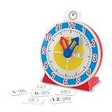 Melissa & Doug Turn & Tell Wooden Clock - Educational Toy With 12+ Reversible Time Cards , Red