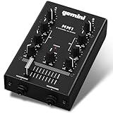 Gemini Sound MM1 Professional Audio 2-Channel Dual Mic Input Stereo 2-Band Rotary Compact DJ Podcast Mixer with Cross-Fader and Individual Gain Control