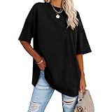 Loose Fitting Tops for Women Oversized T Shirts for Women Loose Fit Crewneck Short Sleeve Tops Summer Casual Blouse Y2K 2024 Basic Tees Todays Daily Deals Blusas Casuales de Mujer Bonitas Black