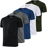 HovSiyla 5 Pack Running Shirts Men Sport Tops Dry Fit Gym Wicking Athletic T Shirts Breathable Cool Workout Shirts M