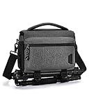 BAGSMART Small Camera Bag for Photographers, Compact Camera Shoulder Bags for DSLR/SLR/Mirrorless Cameras, Waterproof Crossbody Camera Case with Tripod Holder, Grey