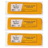 Farmers' Market Vintage Sharp Cheddar Cheese Block 7oz, Shelf Stable, Pasteurized, Locally Sourced Wisconsin Cheese, 3-Pack