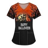 Nurse Halloween Shirt Orders to Be Delivered Halloween Scrub Tops Women Plus Size Plus Size Scrubs Women Stretch Halloween Pumpkin Bat Printed Scrub Tops Fun Tshirts Xx-Large 03-Orange