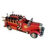 PARSAHO Fire Truck American Antique Decorative Firetruck Model Statue Figurine Retro Style Handcraft Gifts Collectibles…