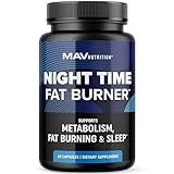 Night Time Fat Burner for Weight Loss Support & Sleep Aid | Appetite Suppressant, Carb Blocker, Overnight Metabolism Booster for Stomach Fat Burner & Night Shred with Melatonin | Non-GMO, Vegan 60ct