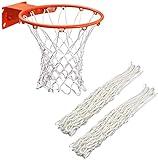 Y8HM 2Pcs Heavy Duty Basketball Net Replacement Fits Standard 12 Loop Basketball Hoop Net for Indoors and Outdoors Gym Equipment (White)