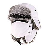 CHOK.LIDS Waterproof Winter Trappers Unisex Premium Strength Ushanka Ear Flap Chin Strap Cold Weather Outdoor (White)