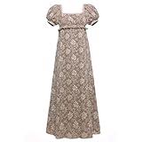 Vibsion Regency Dresses for Women Luxurious Pearl Puff Sleeve Empire Waist Victorian Dress Retro Party Gown XL