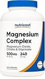 Nutricost Magnesium Complex 500mg, 240 Capsules - Magnesium Oxide, Citrate, and Glycinate - Gluten Free and Non-GMO