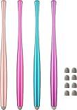 Slim Waist Stylus Pen for Touch Screen, Compatible with iPad, iPhone, Kindle Fire, 8 Extra Replaceable Hybrid Fiber Tips (Pink, Purple, Blue, Rose Gold)