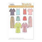 Simplicity US1563A Easy to Sew Teen's, Men's and Women's Pajama Sewing Pattern Kit, Code 1563, Sizes XS-XL