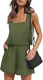 XIEERDUO Two Piece Sets for Women Summer Resort Wear Travel Outfits for Women Armygreen L