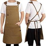 HOMEDISIAC Wood Work Aprons for Men, Heavey Duty Cotton Canvas Multifunction Apron With 10 Pockets, Perfect for Chef's Gift, Woodworking, Work shop, Horticulture, Barbecue, Size M-XXL