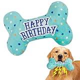 PrimePets Dog Birthday Toys, Plush Dog Squeaky Toys, Dog Birthday Party Supplies, Stuffed Dog Chew Toys for Small Medium Large Dogs (Bone)