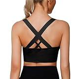 Supportive Sports Bras for Women High Impact, Women Sports Bra Cross Back Strappy, Women's Padded Sports Bras for Fitness Running, Sport Bras for Women Workout Yoga Bras-Black（M