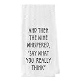 Geqtt Wine Lovers Dish Towel - Funny Wine Gifts Decorative Waffle Weave Kitchen Towels, Wine Lover Gifts for Women Tea Hand Towel, Housewarming Gift (16×24 Inches)