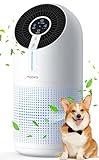 MOOKA Air Purifiers for Home Large Room up to 1095ft², H13 HEPA Filter Air Cleaner for Pets Bedroom Remove Smoke Dust Pollens Dander, Room Air Purifier with Timer Lock 4 Modes Night Light, M02