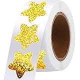 1.5" 600 Pcs Large Holographic Gold Star Stickers, Sparkly Foil Small Star Stickers for Kids Reward, Behavior Chart, Student Planner, Classroom Teacher Supplies