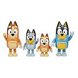 Bluey and Family 4 Pack of 2.5-3" Bluey, Bingo, Chilli, Bandit Poseable Figures