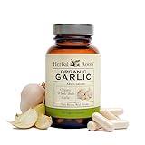 Herbal Roots Organic Whole Bulb Garlic Pills - Potent Extra Strength | 600 mg - 60 Organic Vegan Capsules