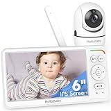 HelloBaby Baby Monitor with Camera and Audio, 6'' World First IPS Screen Baby Camera Monitor No WiFi, 30-Hrs Battery, ECO, 2-Way Talk, Night Vision, 1000ft, Travel Video Baby Monitor Portable