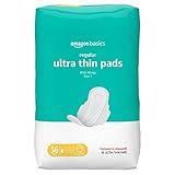 Amazon Basics Ultra Thin Pads with Flexi-Wings for Periods, Regular Absorbency, Unscented, Size 1, 36 Count, 1 Pack (Previously Solimo)