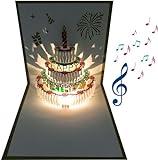 Akeydeco 3D Pop Up Birthday Cards,Warming LED Light Birthday Cake Music Happy Birthday Card Postcards Pop Up Greeting Cards Happy Birthday Cards Best for Mom,Wife,Sister,Boy,Girl,Friends 1 Pack