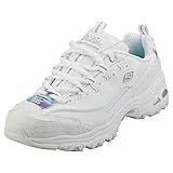 Skechers Sport womens D'LITES FRESH START Memory Foam Lace-up Sneaker,White Silver,9 M US