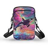 TODIYADDU Orca Killer Whale Cell Phone Purse for Women Fantasy Galaxy Shoulder Sling Bag with Adjustable Strap and Zip Pocket Multipurpose Crossbody Wallet Phone Bag for Cards Keys Lipstick-1