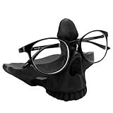 Skull Glasses Stand Holder, Creative Eyeglasses Holder, Resin Statue Ornament, Sunglasses Spectacle Display Rack for Home, Office, Desk, Nightstand, No Eyeglasses Included (Black)