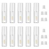 Empty Lip Gloss Tubes, 10 PCS 1.2ml Mini Lip Gloss Containers Empty Refillable Lip Balm Tubes, Clear Cosmetic Containers Bottles DIY Lipgloss Making Kit for Lipstick Samples (White Tube Cap)