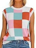 LILLUSORY Womens Tops Sweaters Vest Summer Tank Fall Outfits Fashion Clothes Cute Teacher Sleeveless Knit Shirts Trendy 2024 Pink M