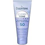 Coppertone Every Tone Sunscreen Lotion SPF 50, Lightweight, Rubs on Clear Sunscreen for All Skin Tones, Formulated with Nourishing Vitamin E, 7 Fl Oz Tube