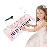 M SANMERSEN Keyboard Piano for Kids 37 Keys Music Piano with Microphone Portable Musical Toy Electronic Piano Birthday Gifts for Girls Ages 3 4 5 6