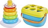 Fisher-Price Infant Gift Set with Baby’s First Blocks (10 Shapes) and Rock-a-Stack Ring Stacking Toy for Ages 6+ Months (Amazon Exclusive)