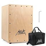 AKLOT Cajon Drum Box 10" Cajons Percussion Instrument Compact Acoustic Jam Cajons Betula Wood Percussion Box Internal Adjustable Snares with Gig Bag