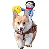 NACOCO Cowboy Rider Dog Costume for Dogs Clothes Knight Style with Doll and Hat for Halloween Day Pet Costume (XL)