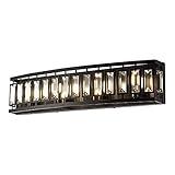 Larootsi Bathroom Vanity Lights, 4 Light Crystal Vanity Lighting Fixture, Black Vanity Light Bar Over Mirror for Bathroom washroom, 4xG9(Bulb Excluded)