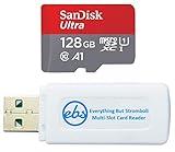 SanDisk Memory Card 128GB Ultra MicroSD Works with Samsung A20s, A71 5G, A51 5G Cell Phone (SDSQUA4-128G-GN6MN) Bundle with (1) Everything But Stromboli MicroSDXC & SD Card Reader