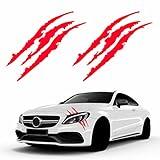 Msyuusr 2PCS Claw Mark Decals for Car, Claw Marks Headlight Car Universal Sticker for Car Pickup Truck Van Motorcycles (Red)