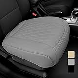 1 Pack Leather Front Car Seat Cover Bottom Car Seat, Anti-Slip and Full Wrap Driver Car Seat Protectors, Luxury Waterproof Bottom Auto Seat Cushion Pad Mat for Most Vehicles(Gray)