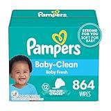 Pampers Baby Clean Wipes, Baby Fresh Scented Baby Wipes, 864 Baby Wipes Total (12 Flip-Top Packs)