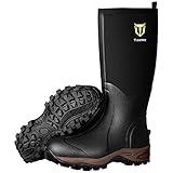 TIDEWE Rubber Neoprene Boots Men And Women, Waterproof Sturdy 6mm Neoprene Boot, Rain Boot Hunting Boot Arctic Outdoor Boot Men Size 10 Black