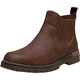 Jousen Chelsea Boots Casual Slip On Ankle Waterproof Mens Boots(AMY8119A brown 10.5)