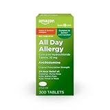 Amazon Basic Care 24 Hour Allergy Relief, Cetirizine Hydrochloride Tablets, 10 mg, 300 Count