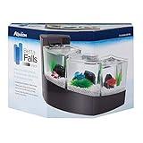 Aqueon Betta Falls 3 Section Aquarium Fish Tank With QuietFlow Power Filtration, Black