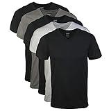 Gildan Men's V-Neck T-Shirts, Multipack, Style G1103, Black/Sport Grey/Charcoal (5-Pack), 2X-Large