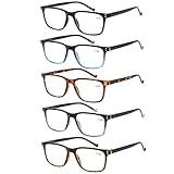 JOSCHOO 5 Pack Reading Glasses Men Women Spring Hinges Comfortable Glasses for Reading (5 Mix, 1.5)