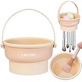 LACOKI Makeup Brush Cleaner 3 in 1 Silicone Make-up Brushes Cleaner Mat Bowl with Hanger Brushes Beauty Sponge Blender Dying Holder Storage