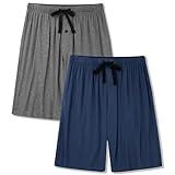 BAMBOO COOL Men's Pajama bottoms Lounge Sleep Shorts Soft Comfortable Breathable Pajamas Shorts with Pockets 2 Pack, X-Large